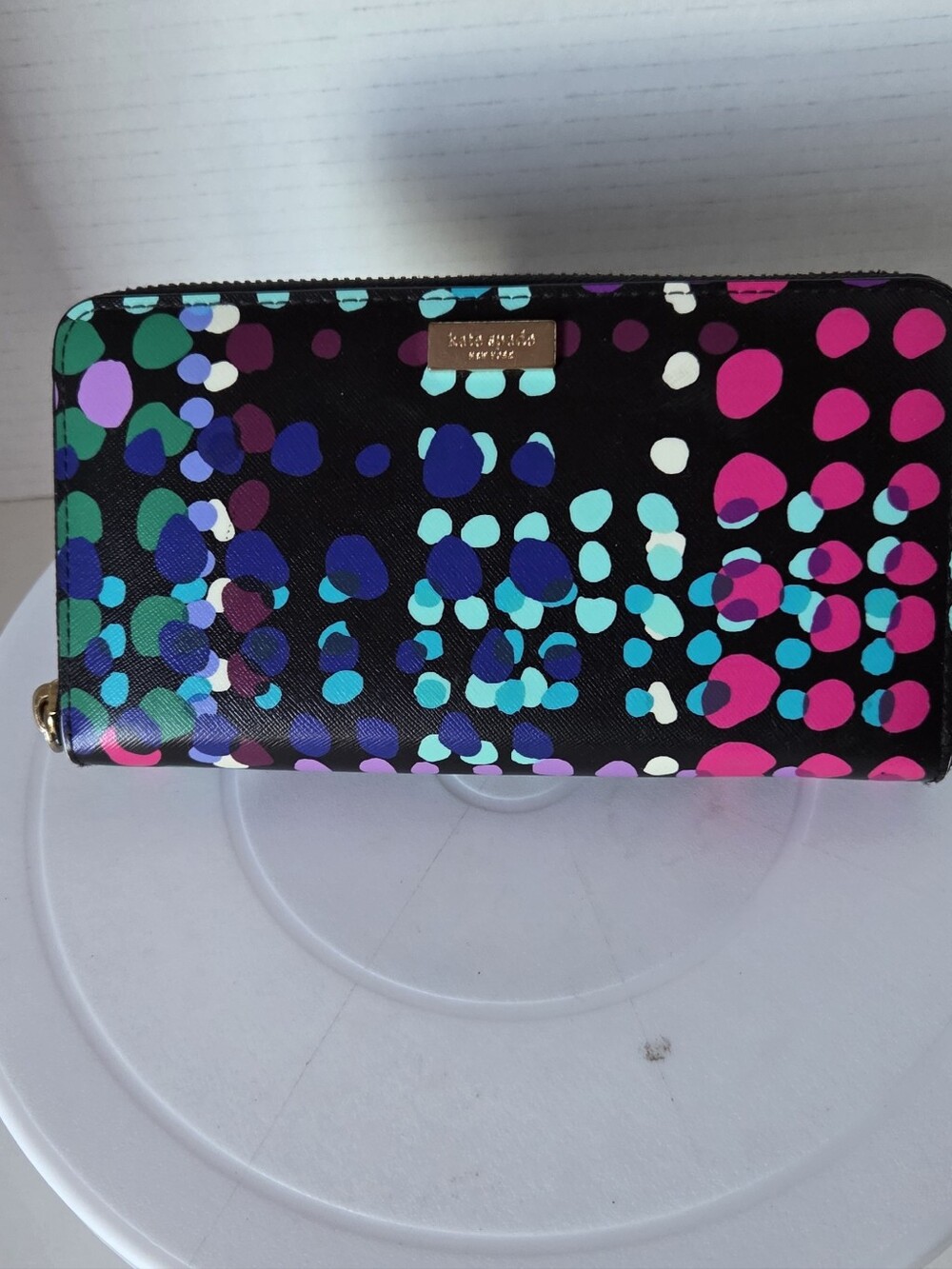 Kate Spade NY Laurel Way Dotty Plaid Wallet In Black